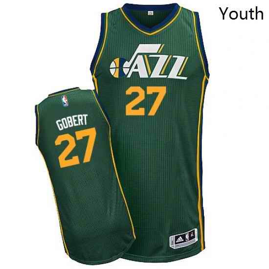 Youth Adidas Utah Jazz 27 Rudy Gobert Authentic Green Alternate NBA Jersey